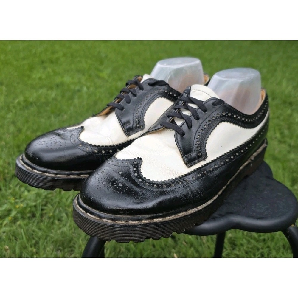 Dr. Doc Martens England Rare Vintage Black White Brogue Oxfords Wingtips US 11